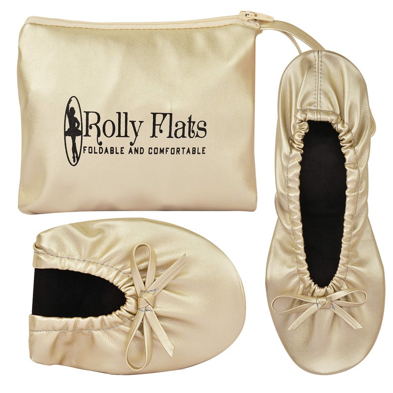 Rolly Flats Women's Foldable Flats â€“ Portable Ballet Slippers Shoes for Travel, Wedding â€“ Fits in Purse (M, Champagne Gold) - Image 3
